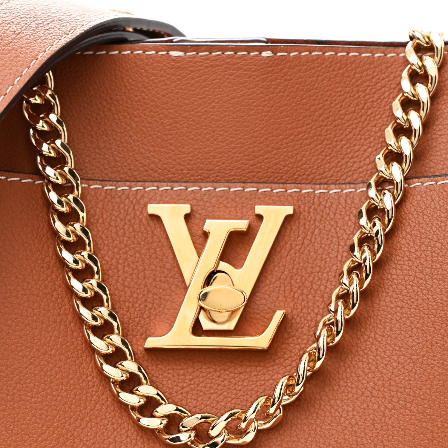 Louis Vuitton Calfskin Lock and Walk Bucket Cognac 8 of 10