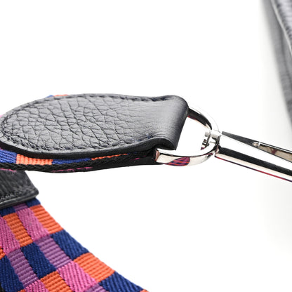 Hermes Taurillon Clemence Quadrille Evelyne III PM Bleu Nuit Bleu Saphir Anemone Capucine 11 of 12