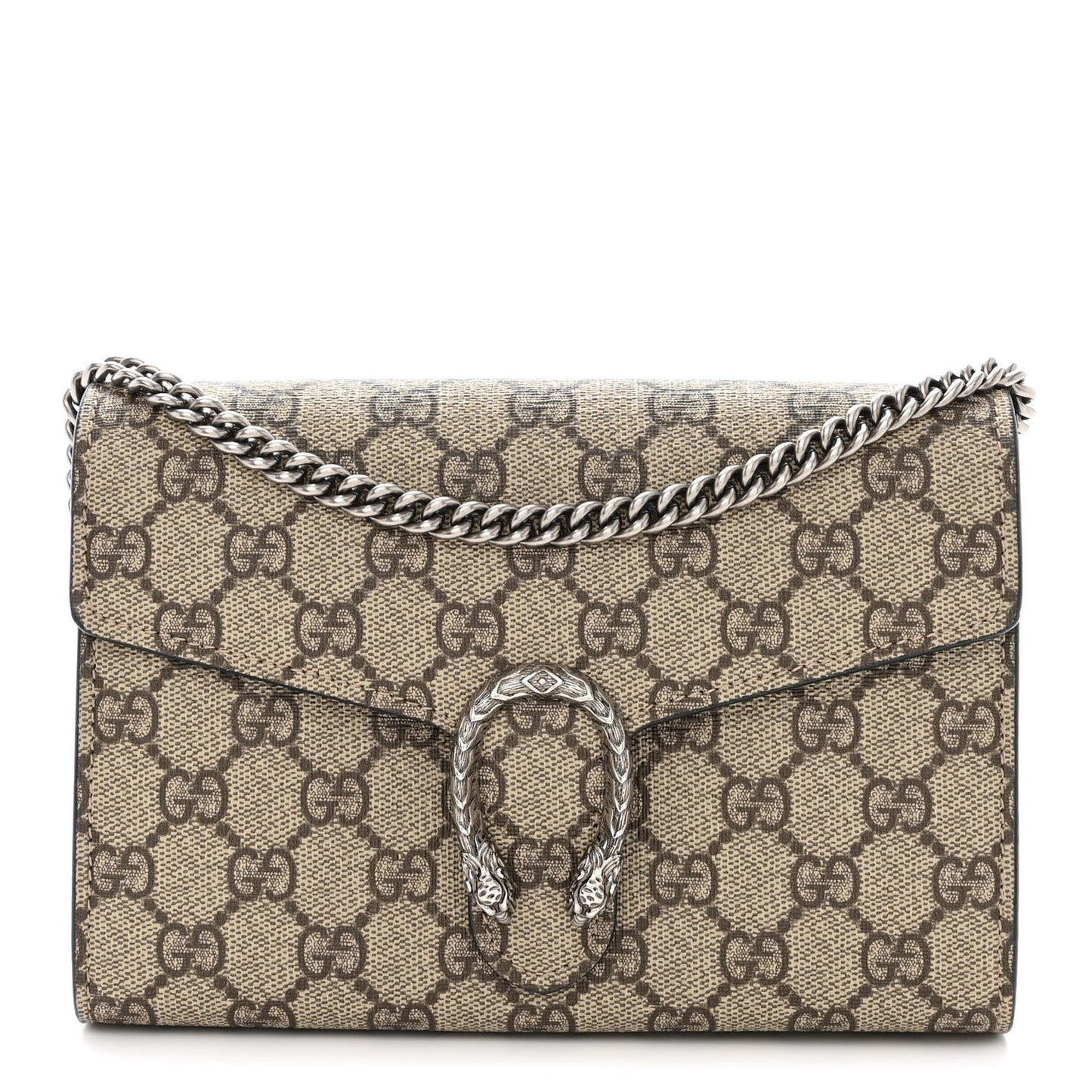 GG Supreme Monogram Mini Dionysus Chain Wallet Beige Black