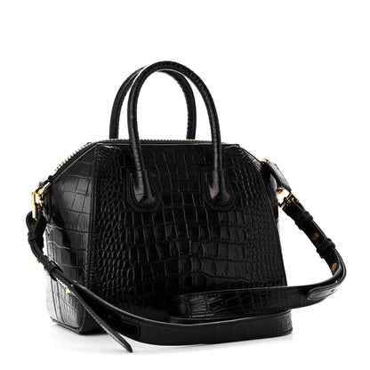 Givenchy Calfskin Crocodile Embossed Mini Antigona Black 3 of 10