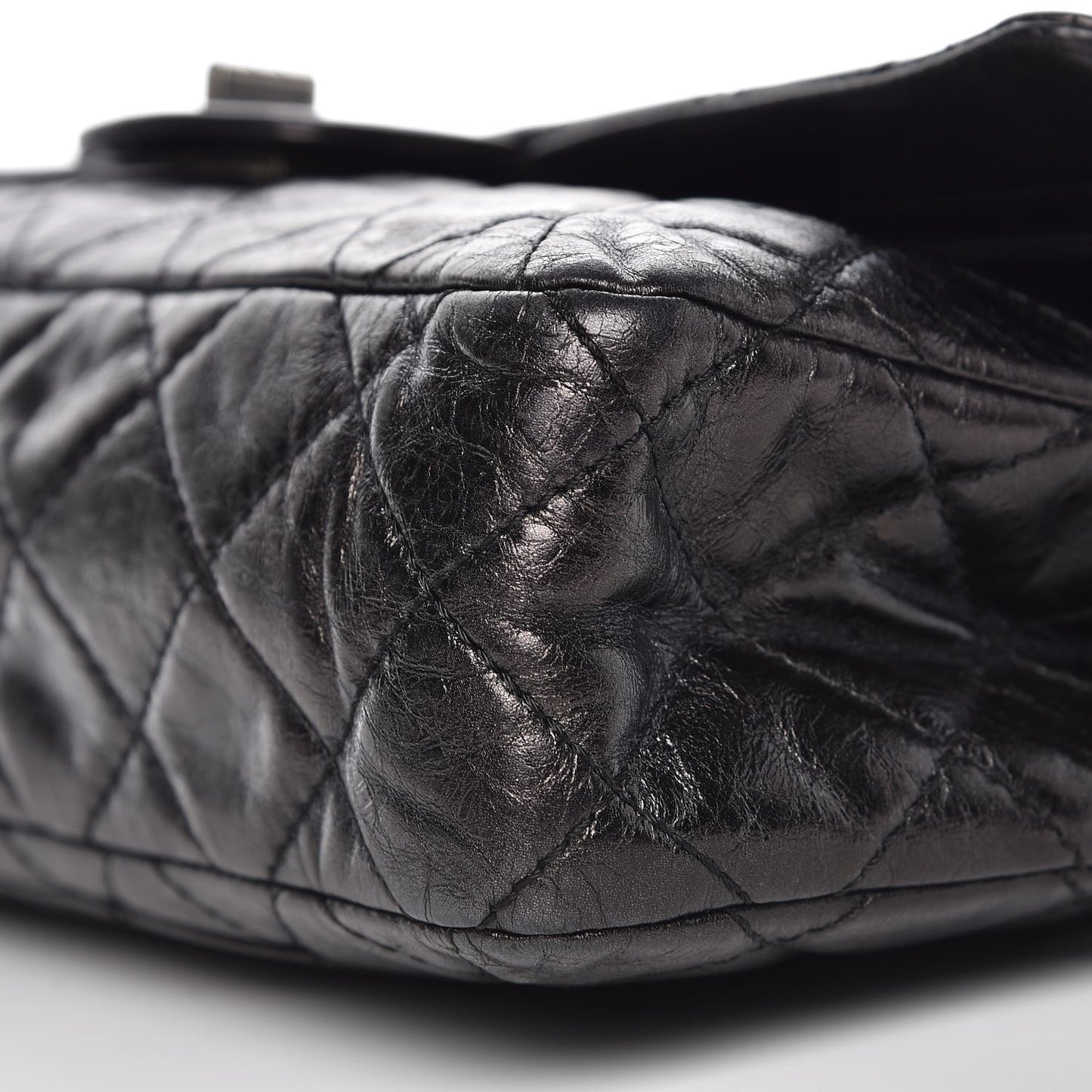 Metallic Aged Calfskin Quilted 2.55 Reissue 227 Flap Dark Silver