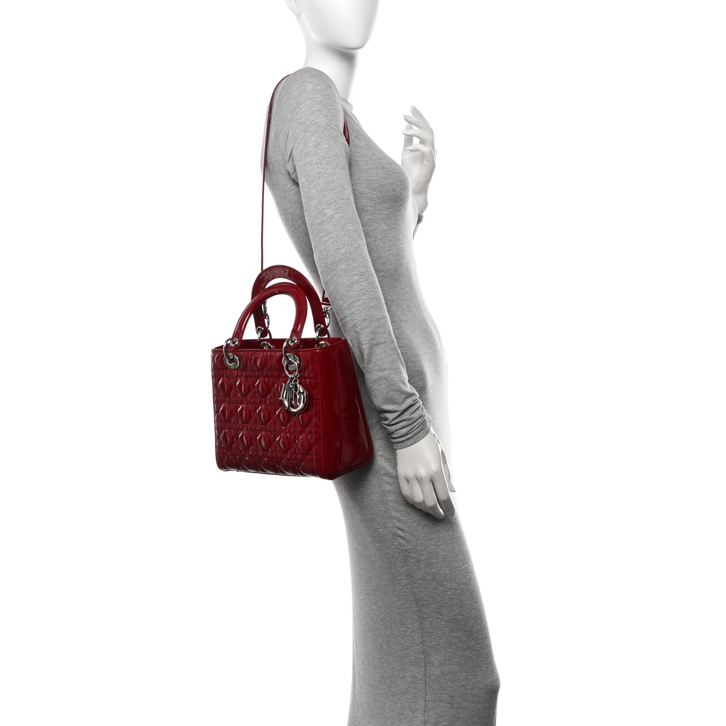 Patent Cannage Medium Lady Dior Red