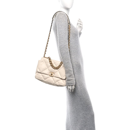 Chanel Lambskin Quilted Large Chanel 19 Flap Light Beige 2 of 11