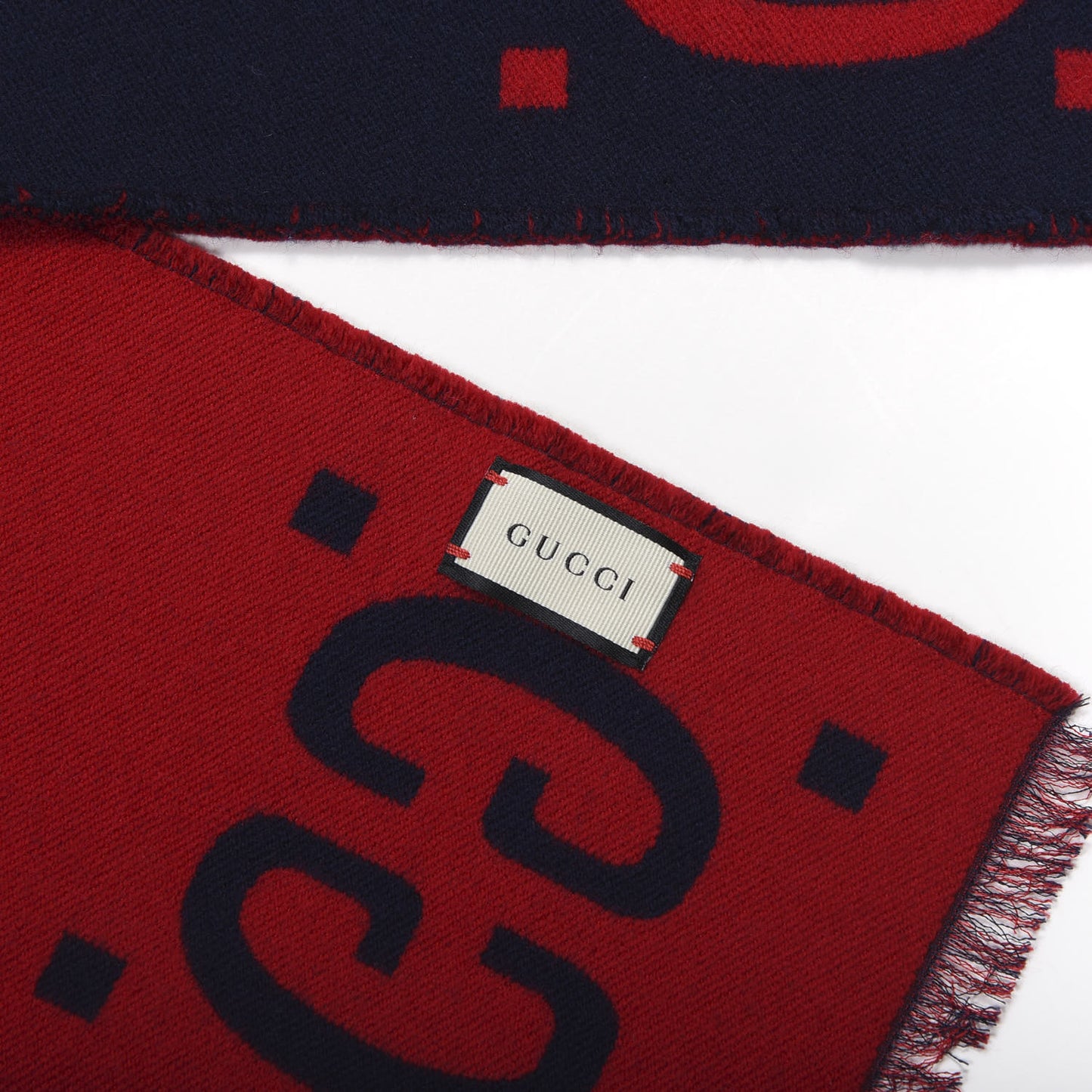 Wool Silk Monogram Jumbo GG Freedom Scarf Midnight Blue Red