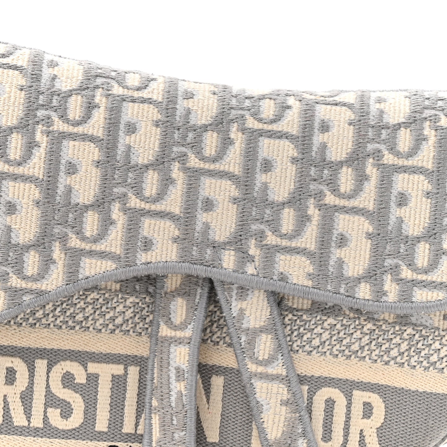 Oblique Embroidered Saddle Bag Gray