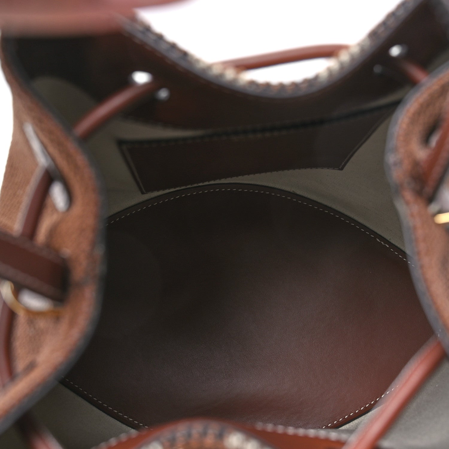 Burberry Knitted Check Calfskin TB Small Drawstring Bucket Bag Dark Birch Brown 5 of 11