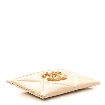 Chanel Lambskin Quilted Chanel 19 Card Holder Light Beige 4 of 8