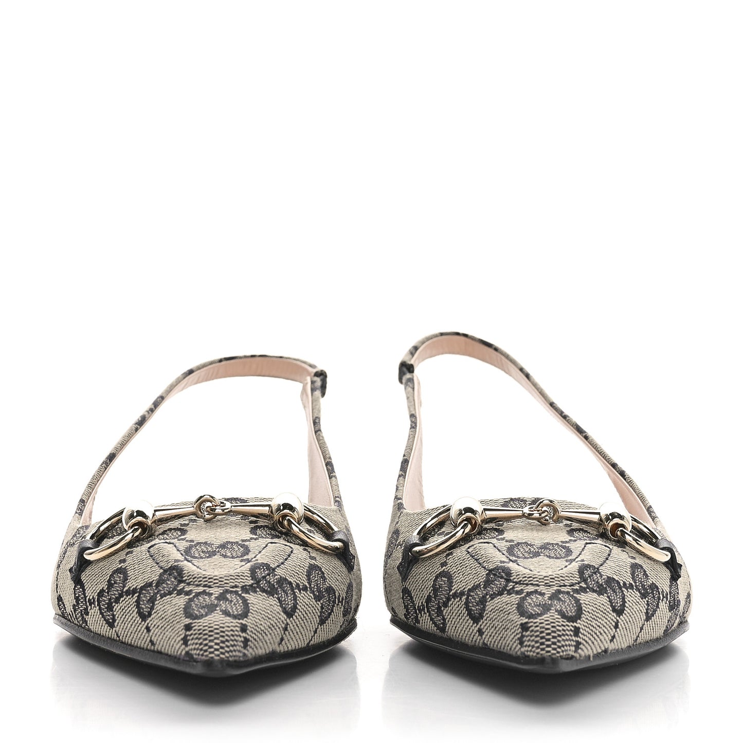 Monogram Horsebit Womens Slingback Ballet Flat 37 Beige Blue