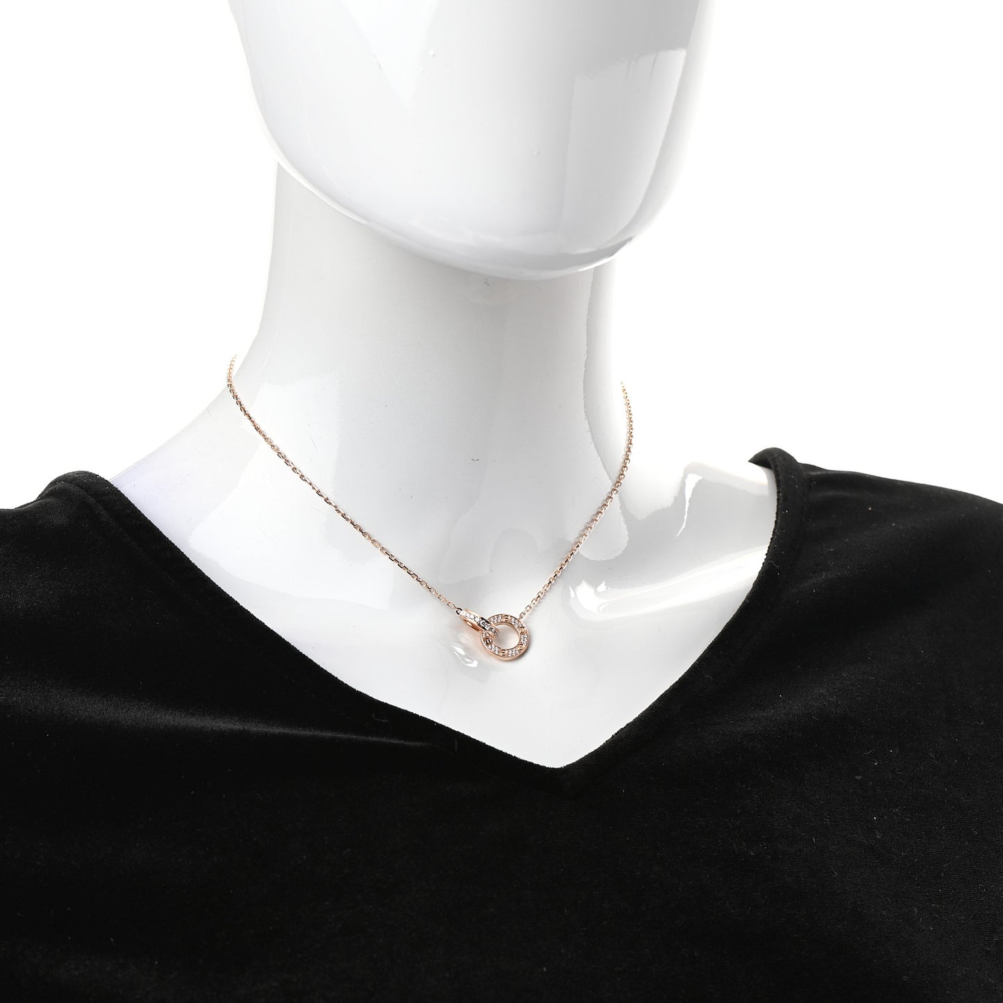 18K Pink Gold Diamond Interlocking LOVE Paved Necklace