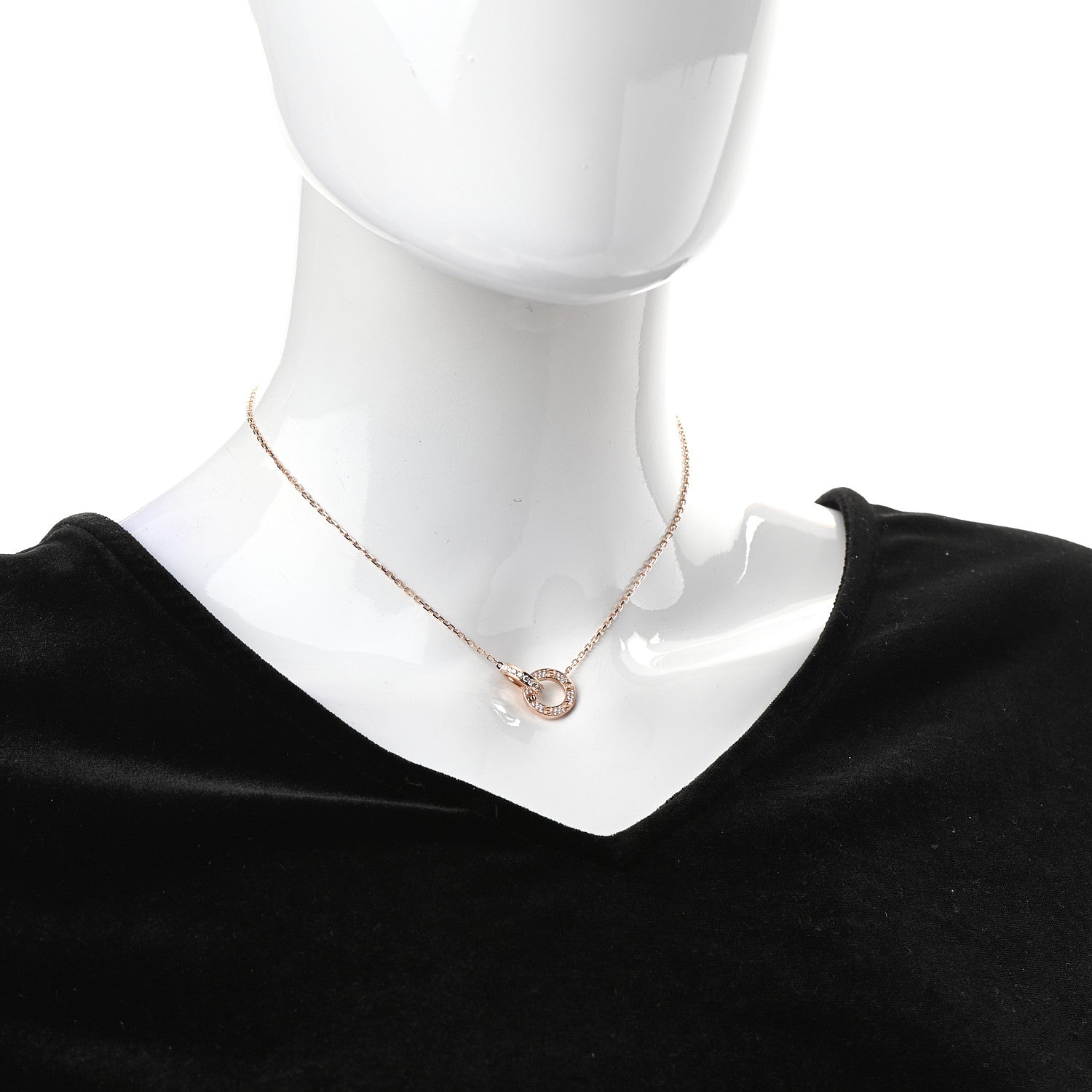 Cartier 18K Pink Gold Diamond Interlocking LOVE Paved Necklace 2 of 6