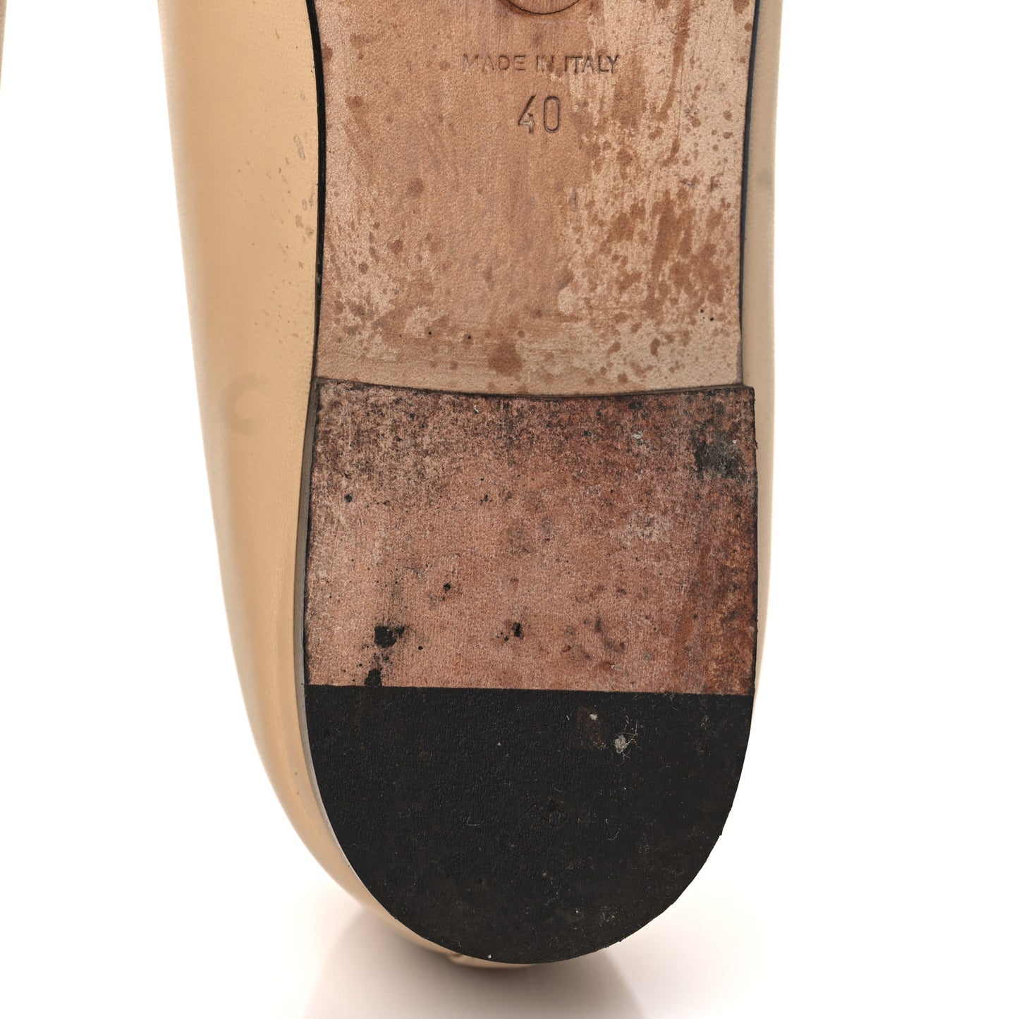 Lambskin Cap Toe CC Ballerina Flats 40 Beige Black