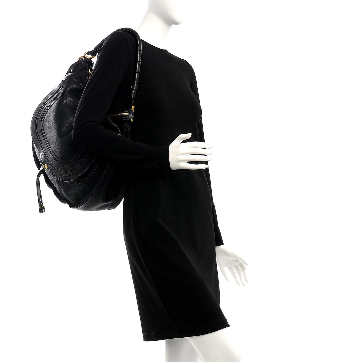 Calfskin Large Marcie Hobo Black
