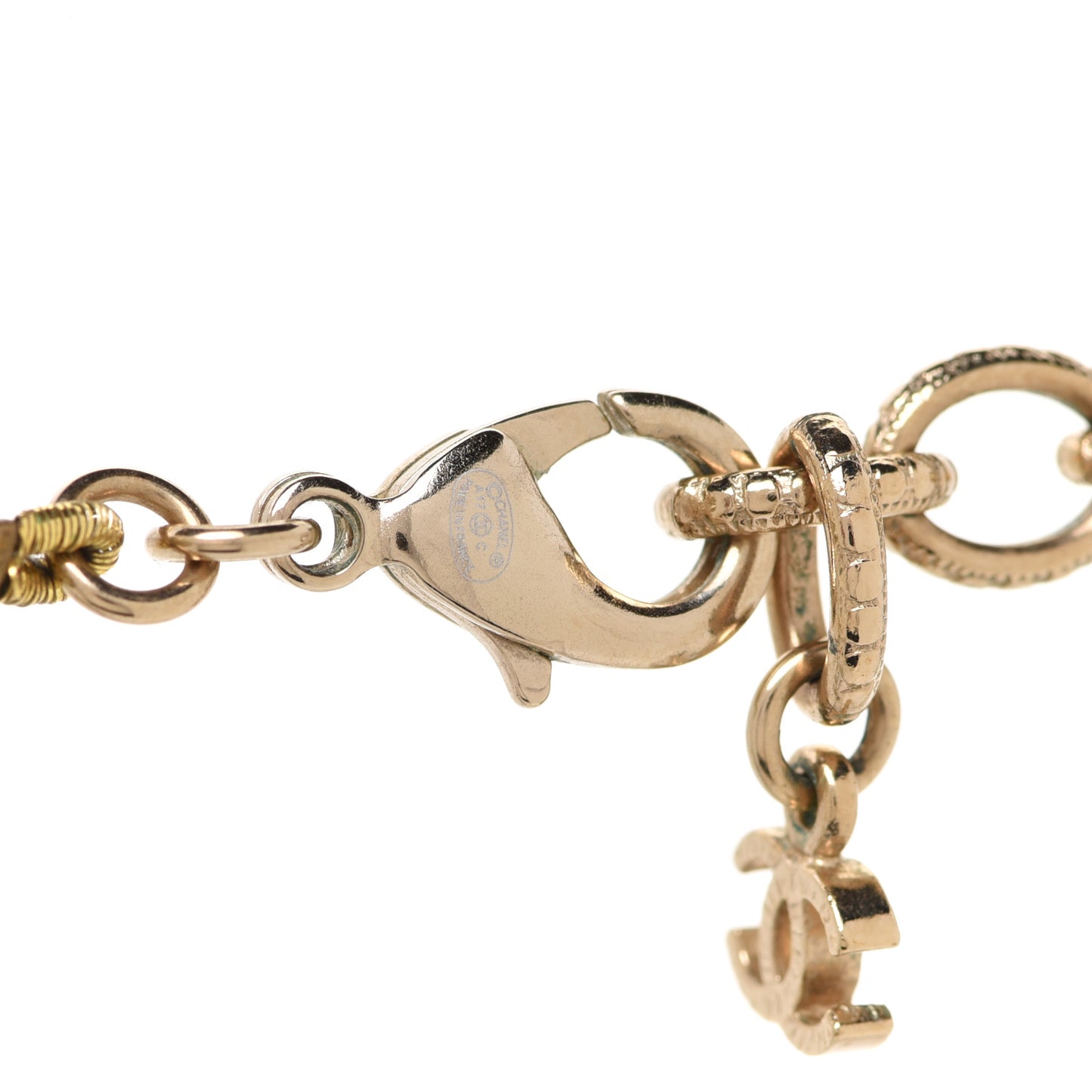 Metal Textured Bead CC Long Necklace Gold Multicolor