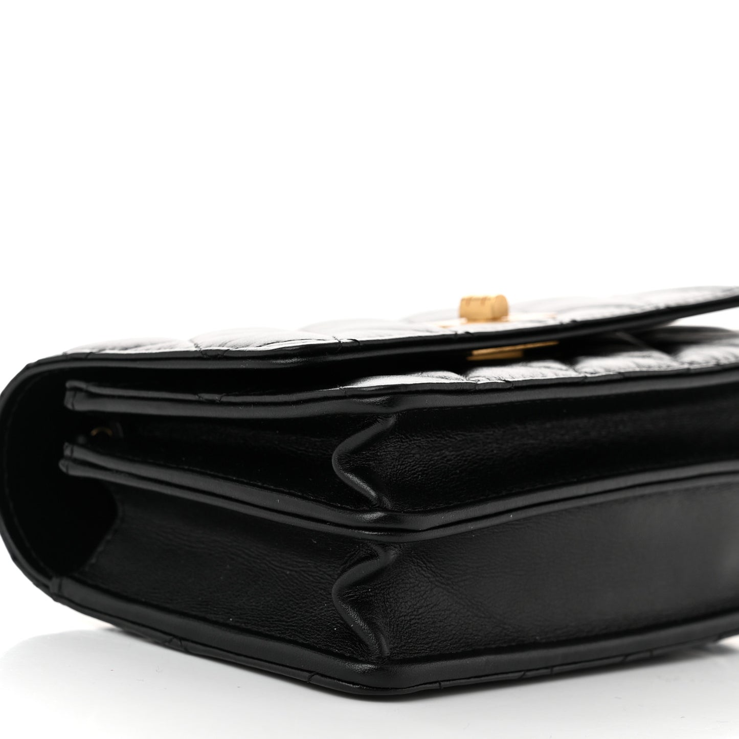 Aged Calfskin Quilted Mini Reissue Wallet On Chain WOC Black