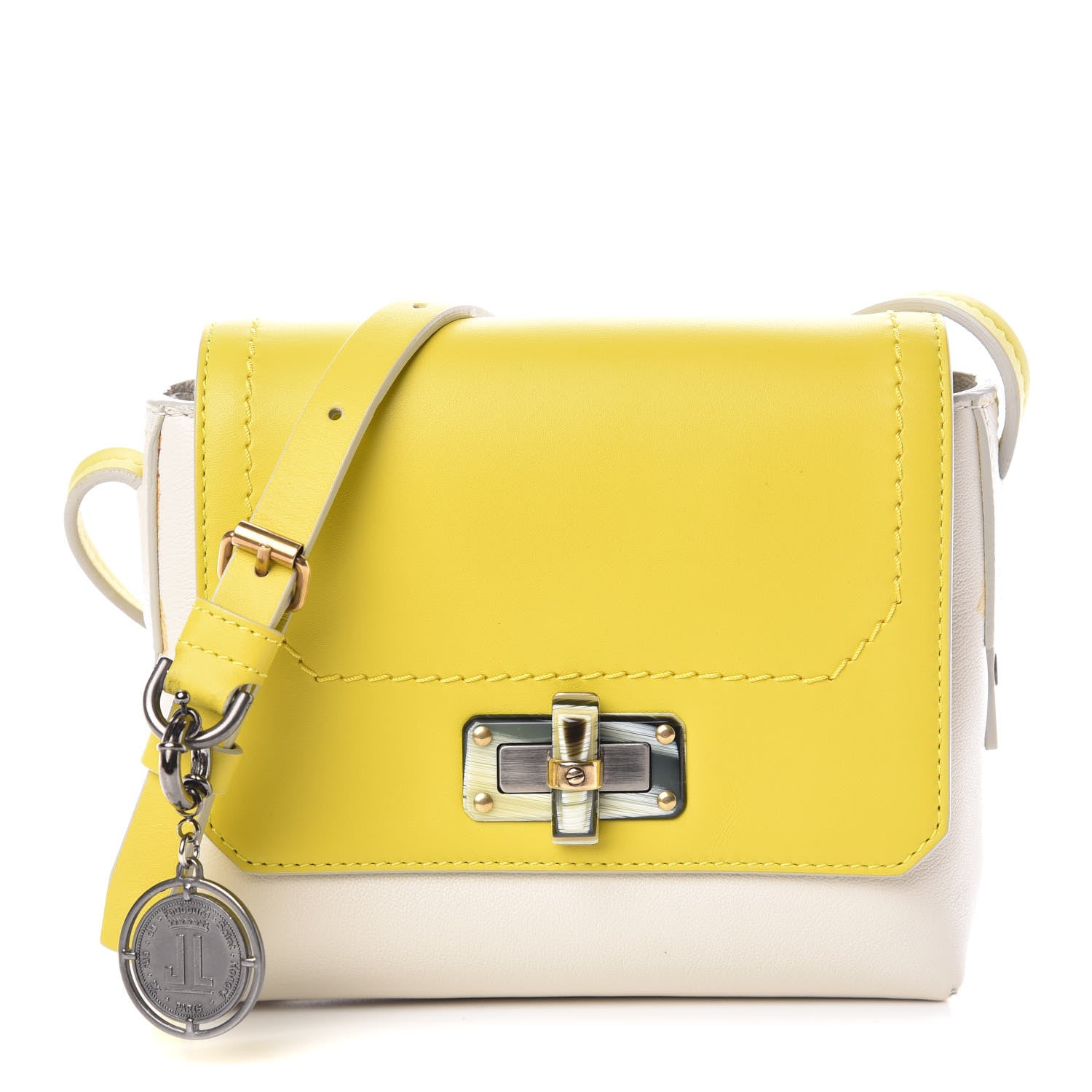 Lanvin Calfskin Mini Happy Edgy Crossbody Jaune 1 of 8