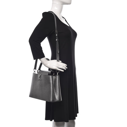 Louis Vuitton Metallic Taurillon Capucines PM Silver Black 2 of 11