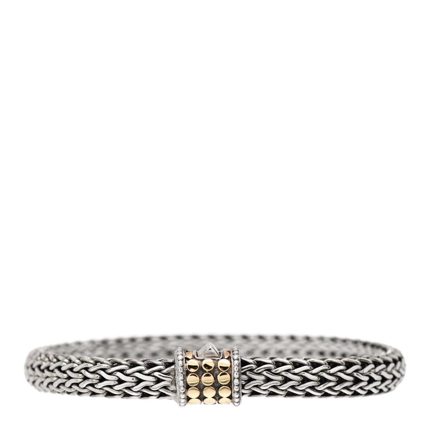 John Hardy Sterling Silver 18K Yellow Gold 6.5mm Classic Chain Dot Bracelet 1 of 3