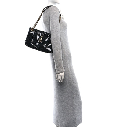 Saint Laurent Patent Quilted Small Loulou Puffer Monogram Chain Satchel Black 2 of 10