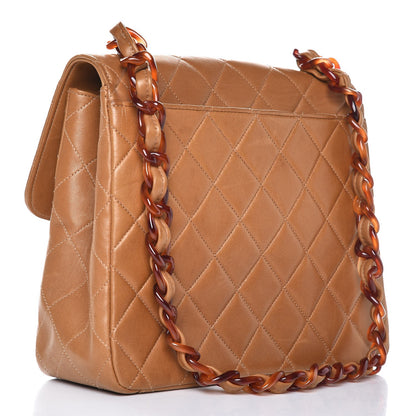 Chanel Lambskin Tortoise Chain Square Flap Camel 3 of 22