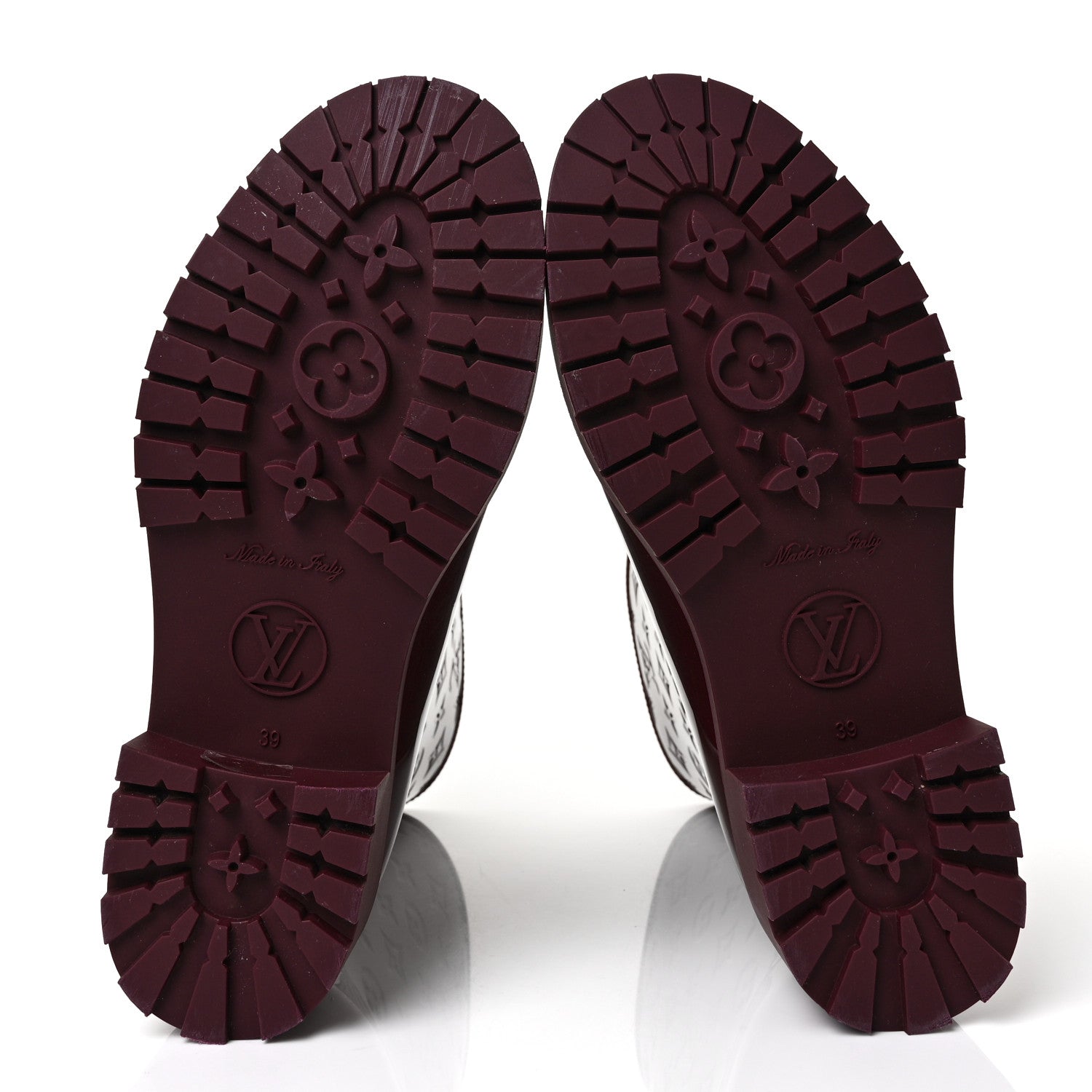 Louis Vuitton Rubber Embossed Monogram Drops Flat Half Boots 39 Burgundy 5 of 7