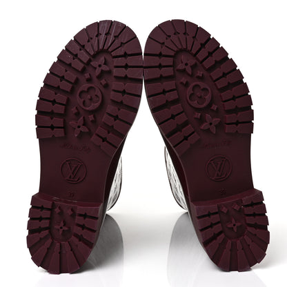 Louis Vuitton Rubber Embossed Monogram Drops Flat Half Boots 39 Burgundy 5 of 7