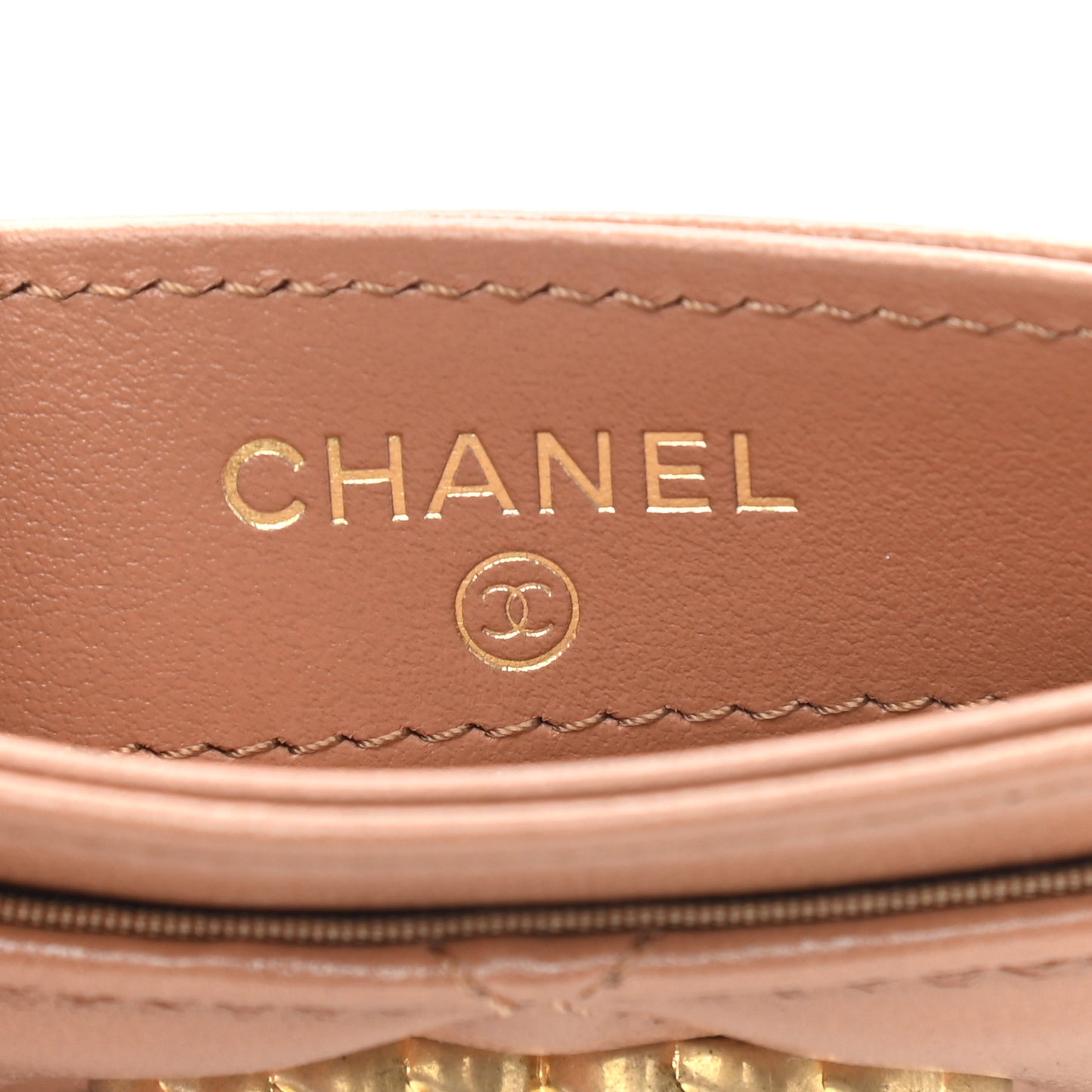 Lambskin Quilted Chanel 19 Card Holder Brown