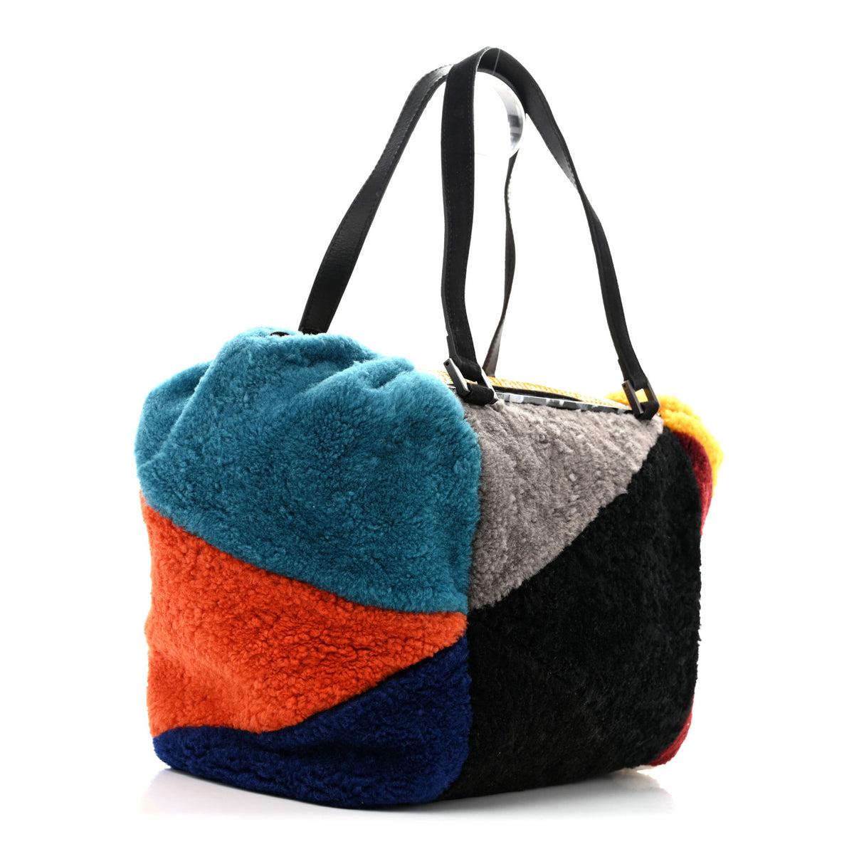Fendi Shearling Snakeskin Geometric To You Satchel  Multicolor 4 of 14