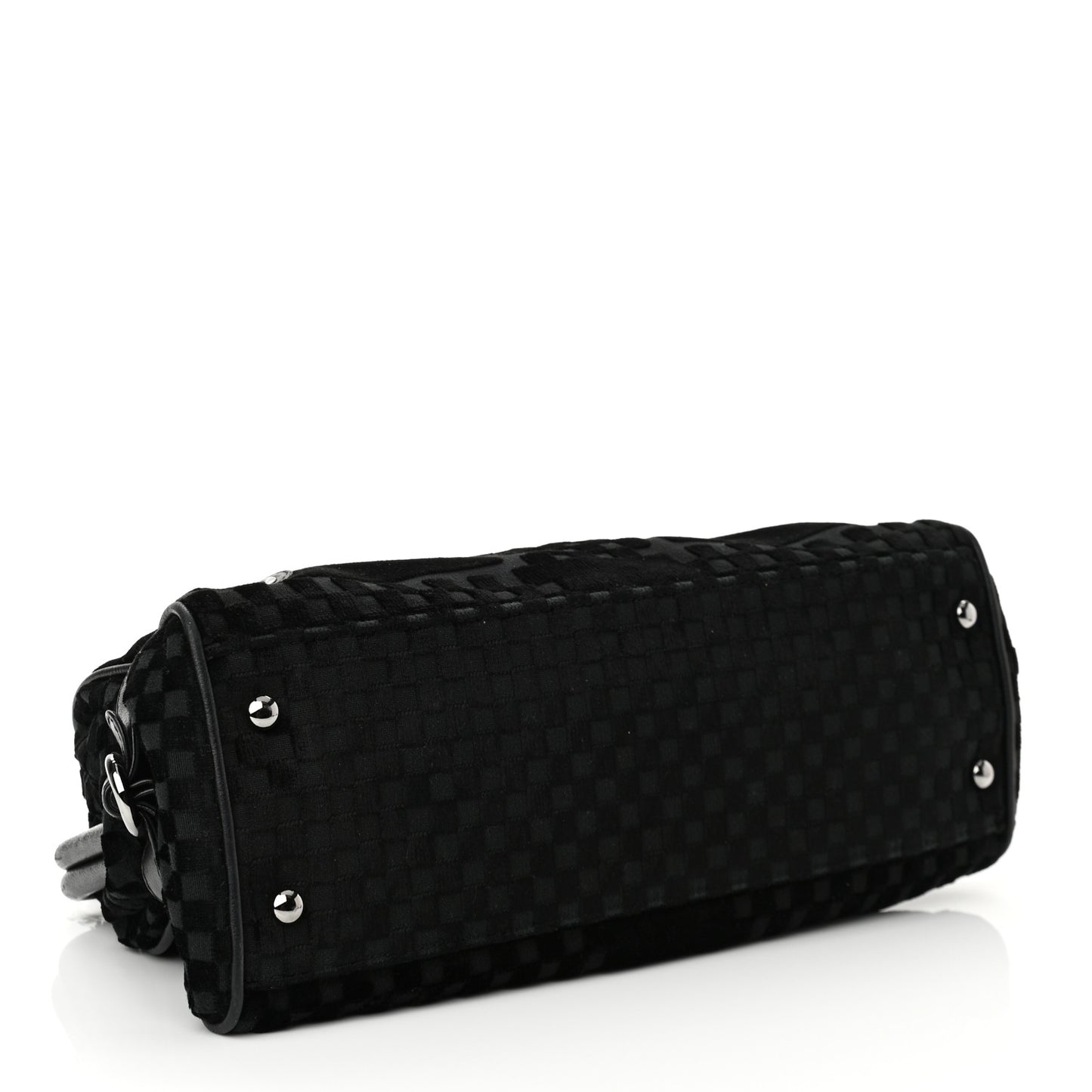 Velvet Checkered Kisslock Frame Bag Black