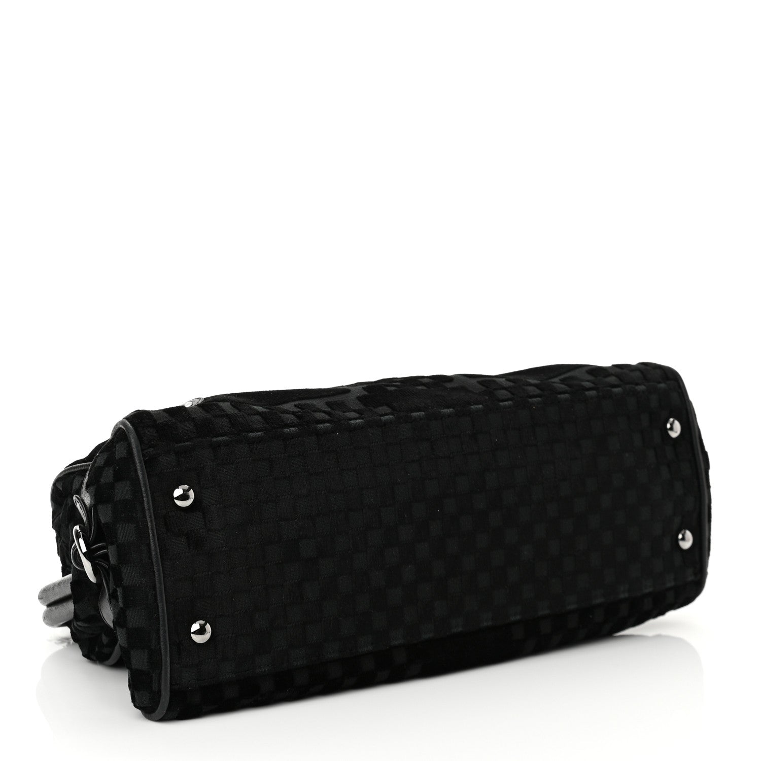 Chanel Velvet Checkered Kisslock Frame Bag Black 4 of 10