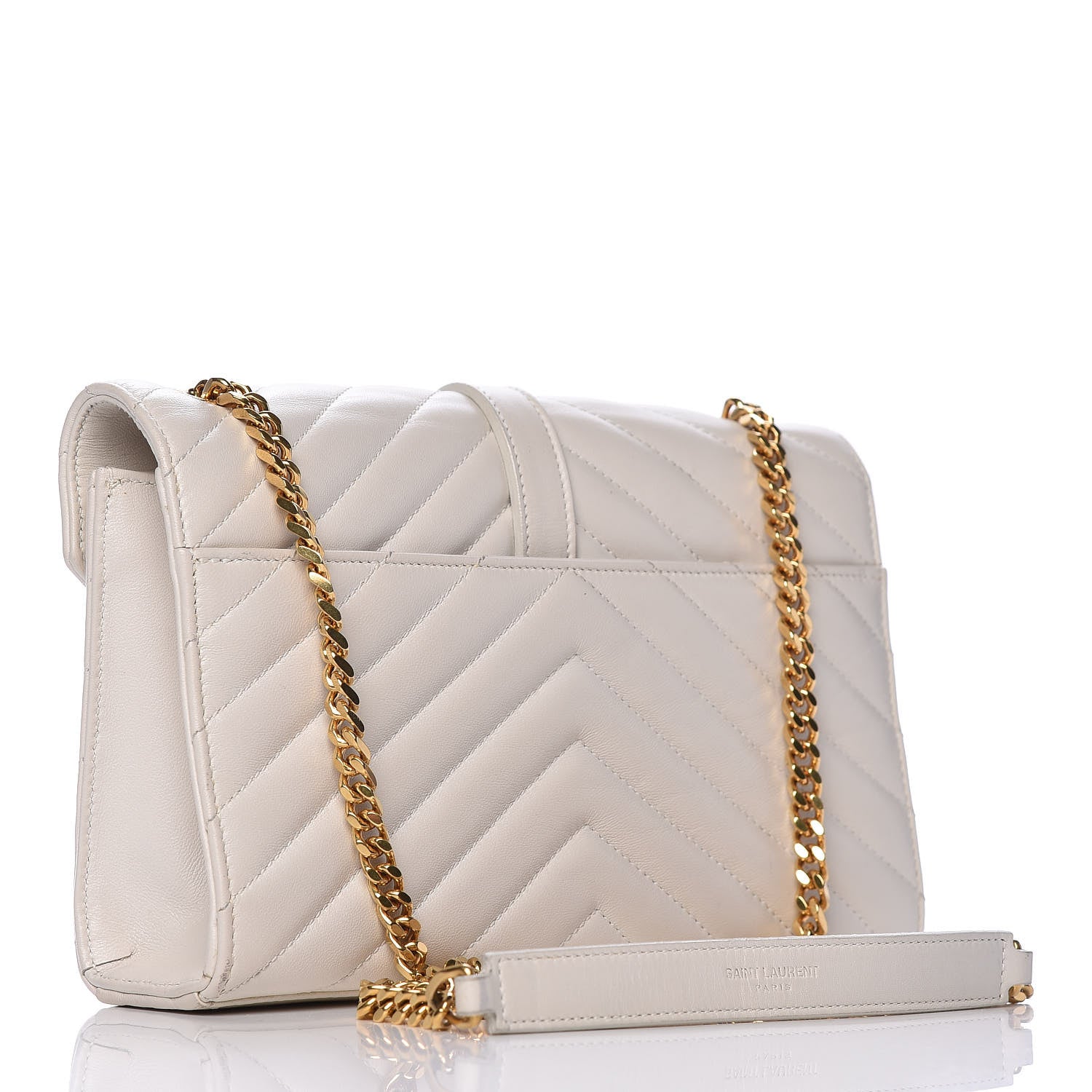 Saint Laurent Lambskin Matelasse Chevron Small Monogram Satchel Off White 3 of 12