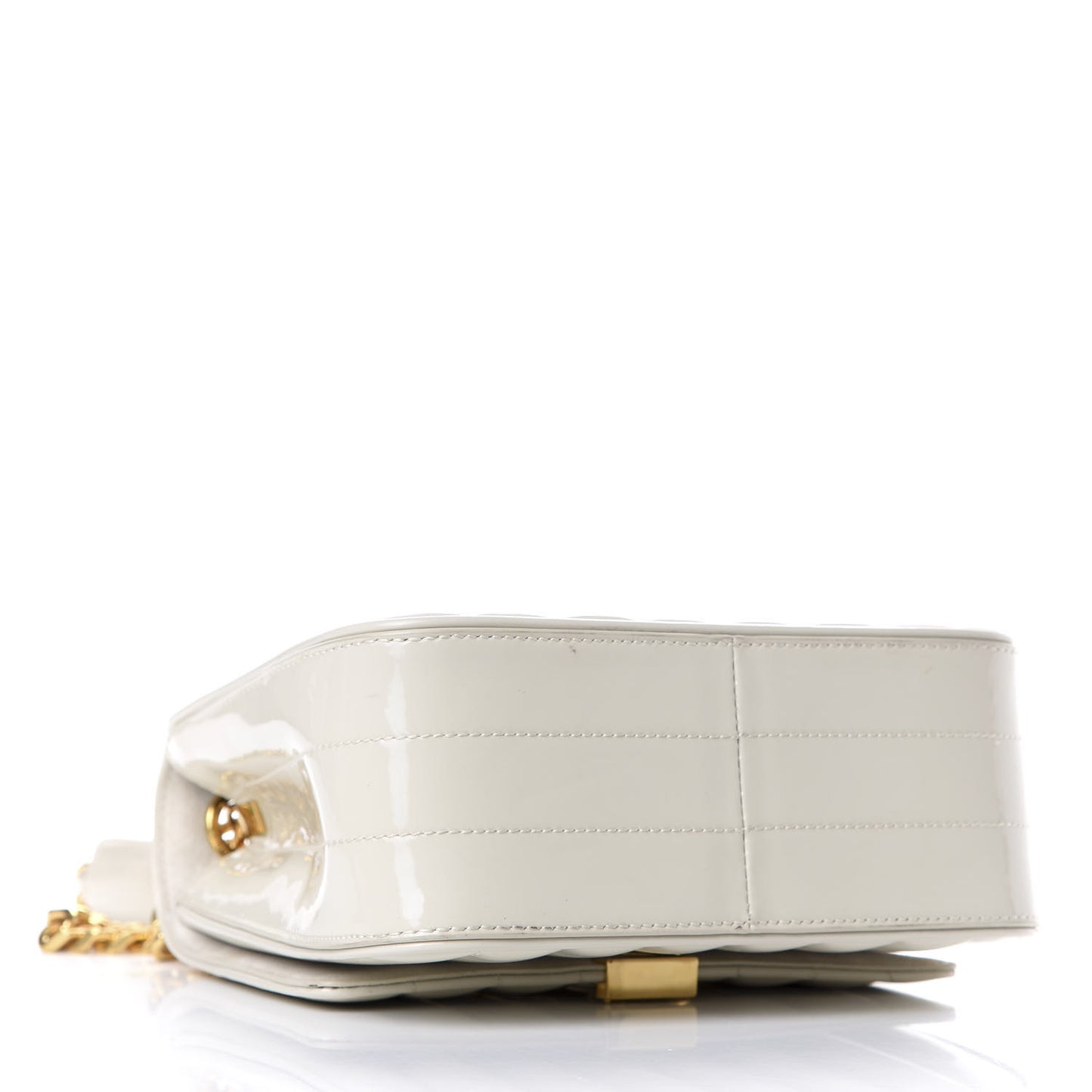 Patent Calfskin Matelasse Monogram Medium Vicky Chain Bag White