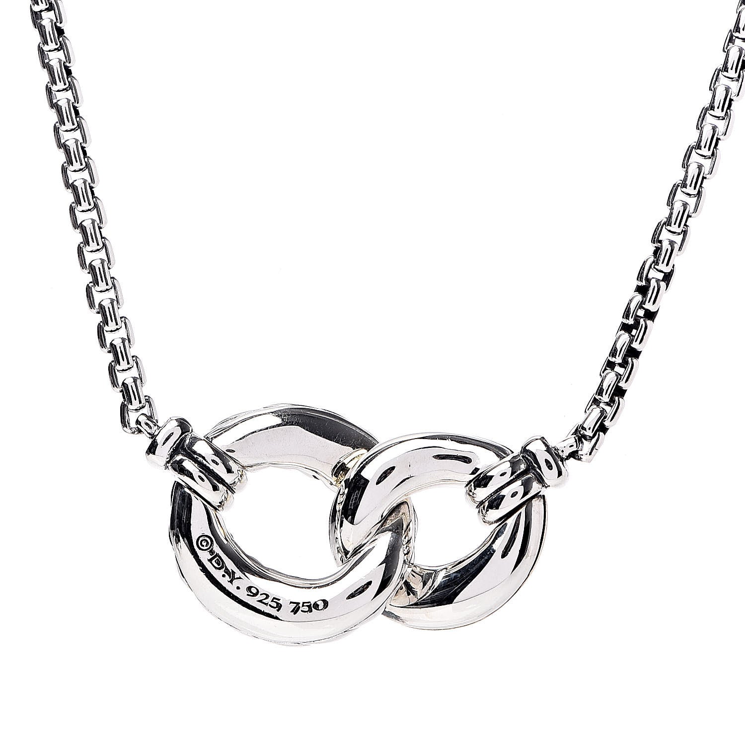 David Yurman Sterling Silver 18K Yellow Gold Belmont Pendant Necklace 5 of 6