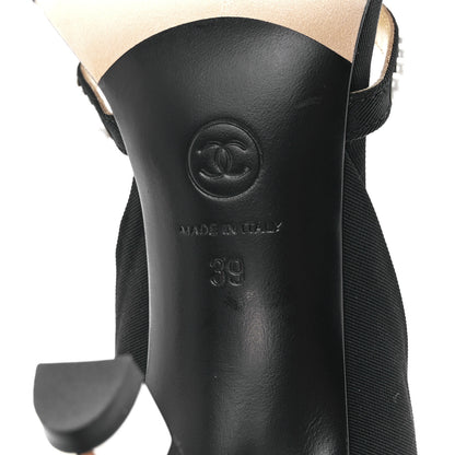 Chanel Satin Grosgrain Pearl Pumps 39 Black 6 of 7