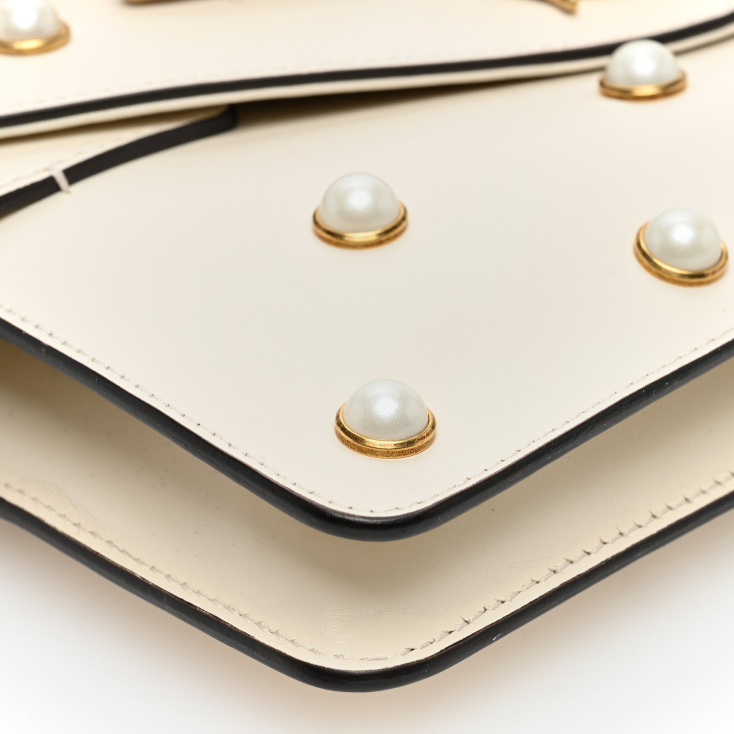 Nappa Pearl Studded Mini Queen Margaret Broadway Shoulder Bag Mystic White