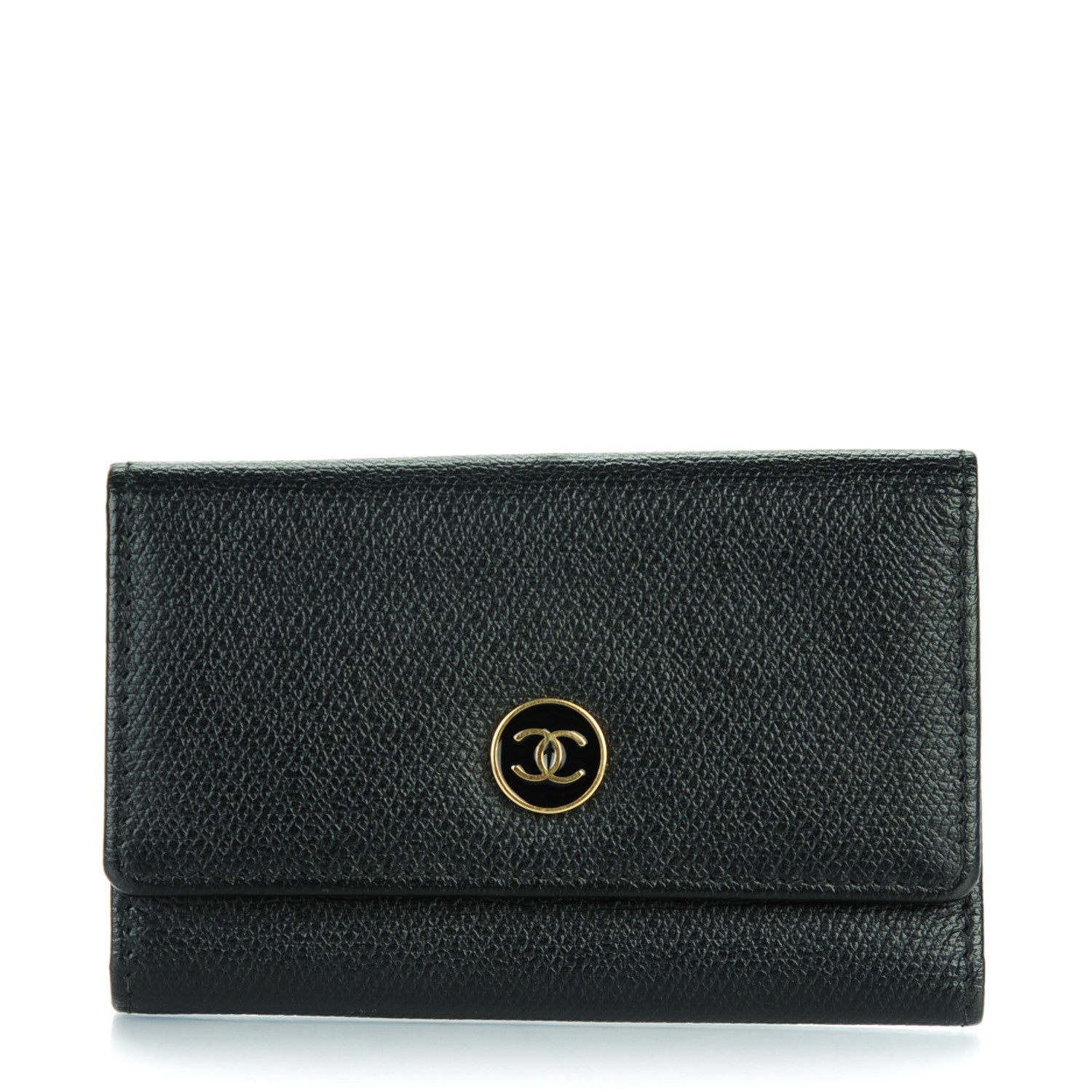 Chanel Grained Calfskin CC Button 6 Key Holder Black 1 of 7