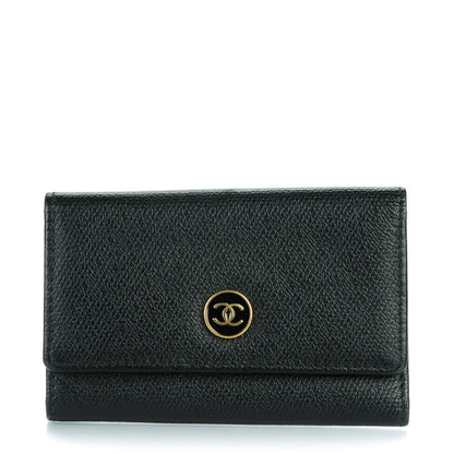 Chanel Grained Calfskin CC Button 6 Key Holder Black 1 of 7