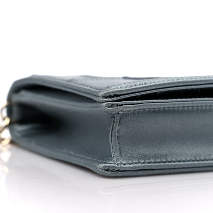 Christian Dior Satin Diorama Wallet on Chain Pouch Blue Gray 8 of 9