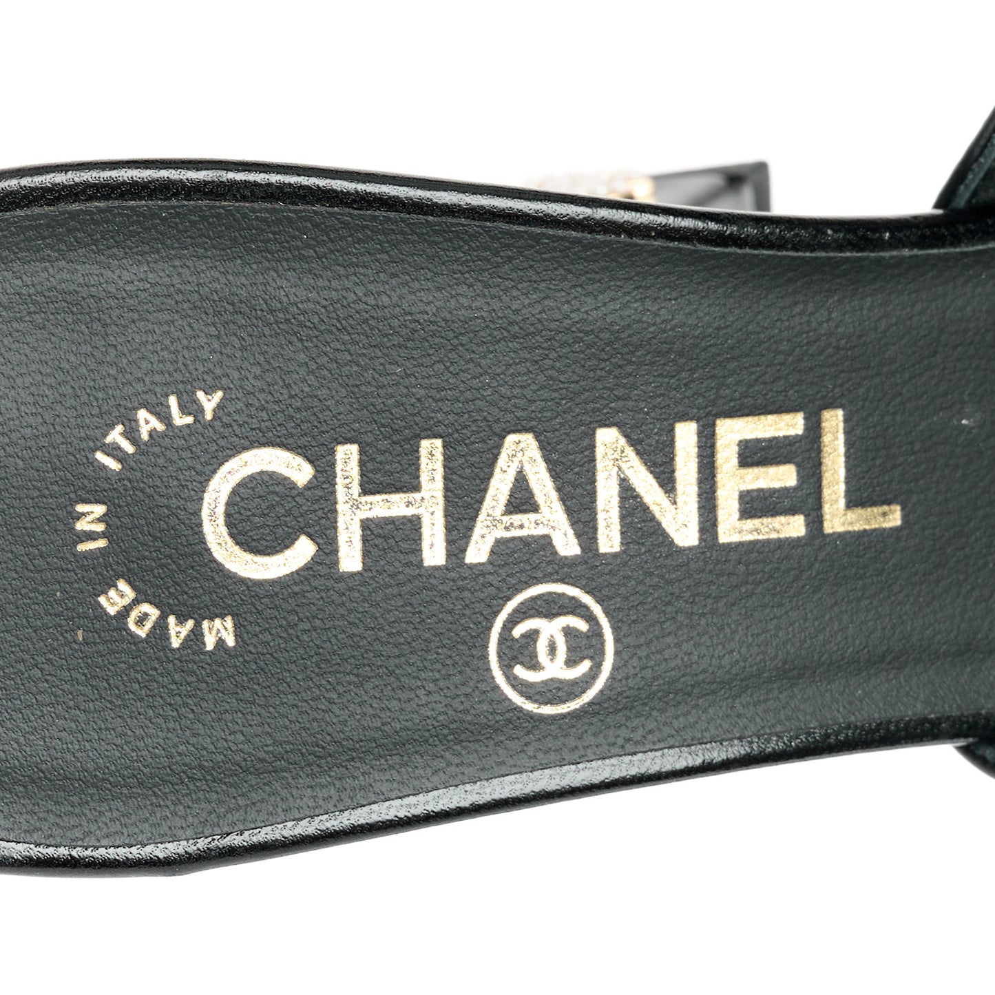 Shiny Goatskin Pearl Mule Sandals 38 Black