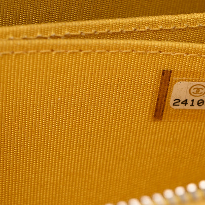 Chanel Caviar Chevron Quilted Zip Coin Purse Yellow 7 of 9