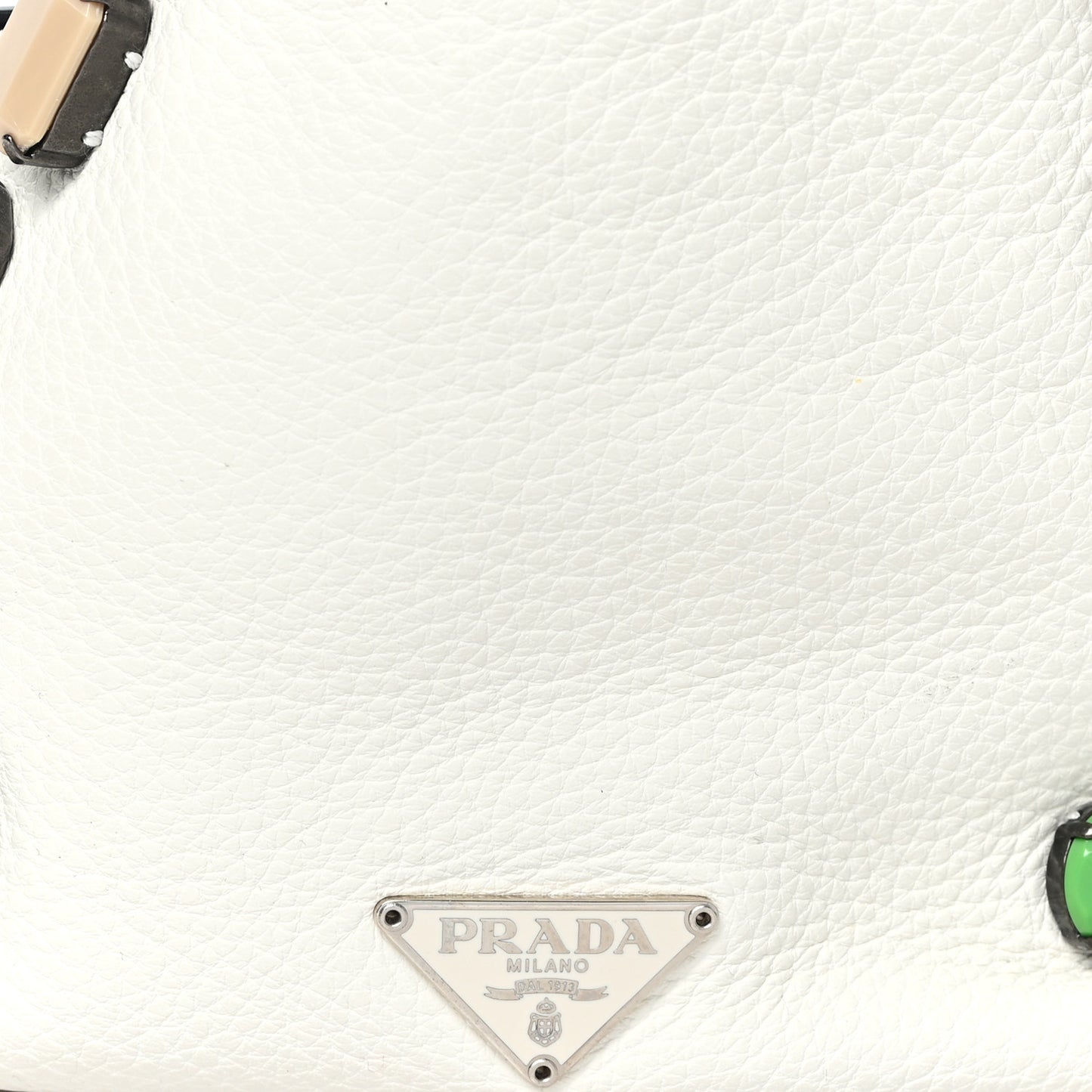 Vitello Daino Crystal Bucket Bag White