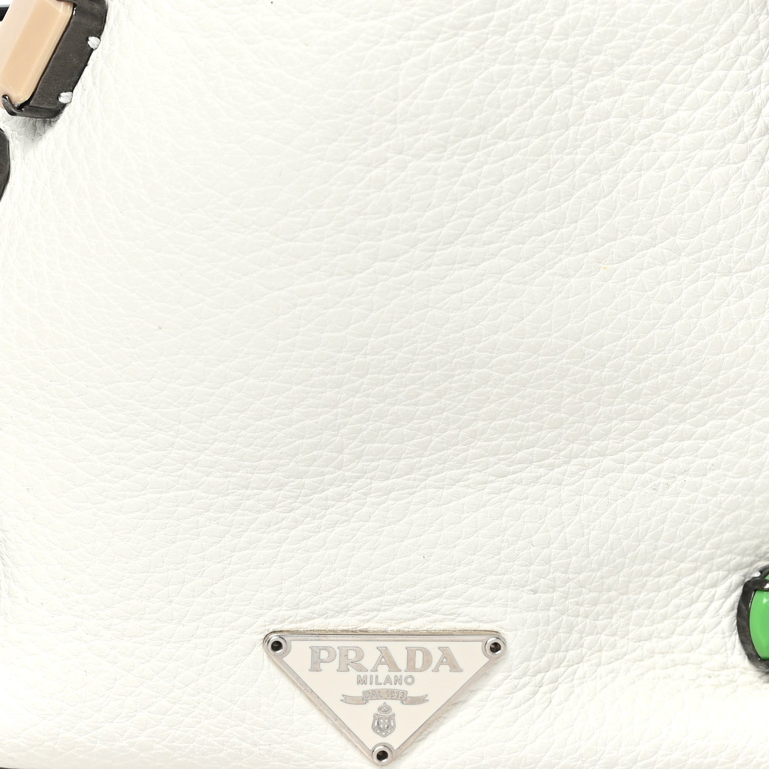 Prada Vitello Daino Crystal Bucket Bag White 7 of 11