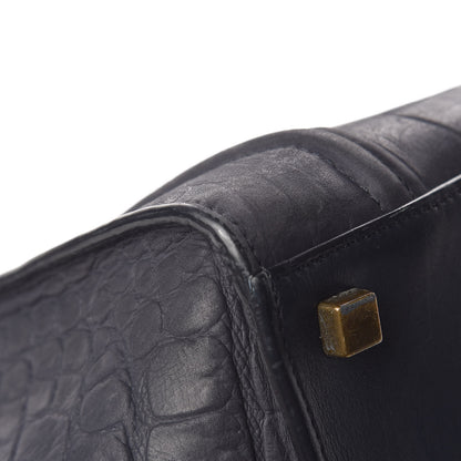 Celine Crocodile Embossed Nubuck Medium Phantom Luggage Navy Blue 10 of 27