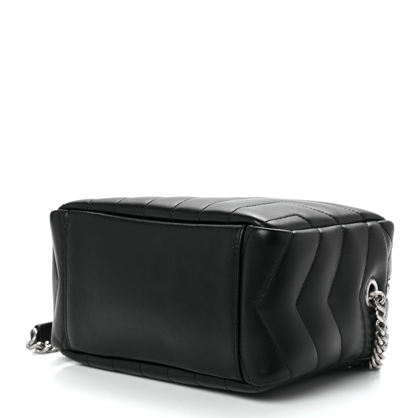 Calfskin Y Quilted Monogram Small Loulou Bowling Bag Black