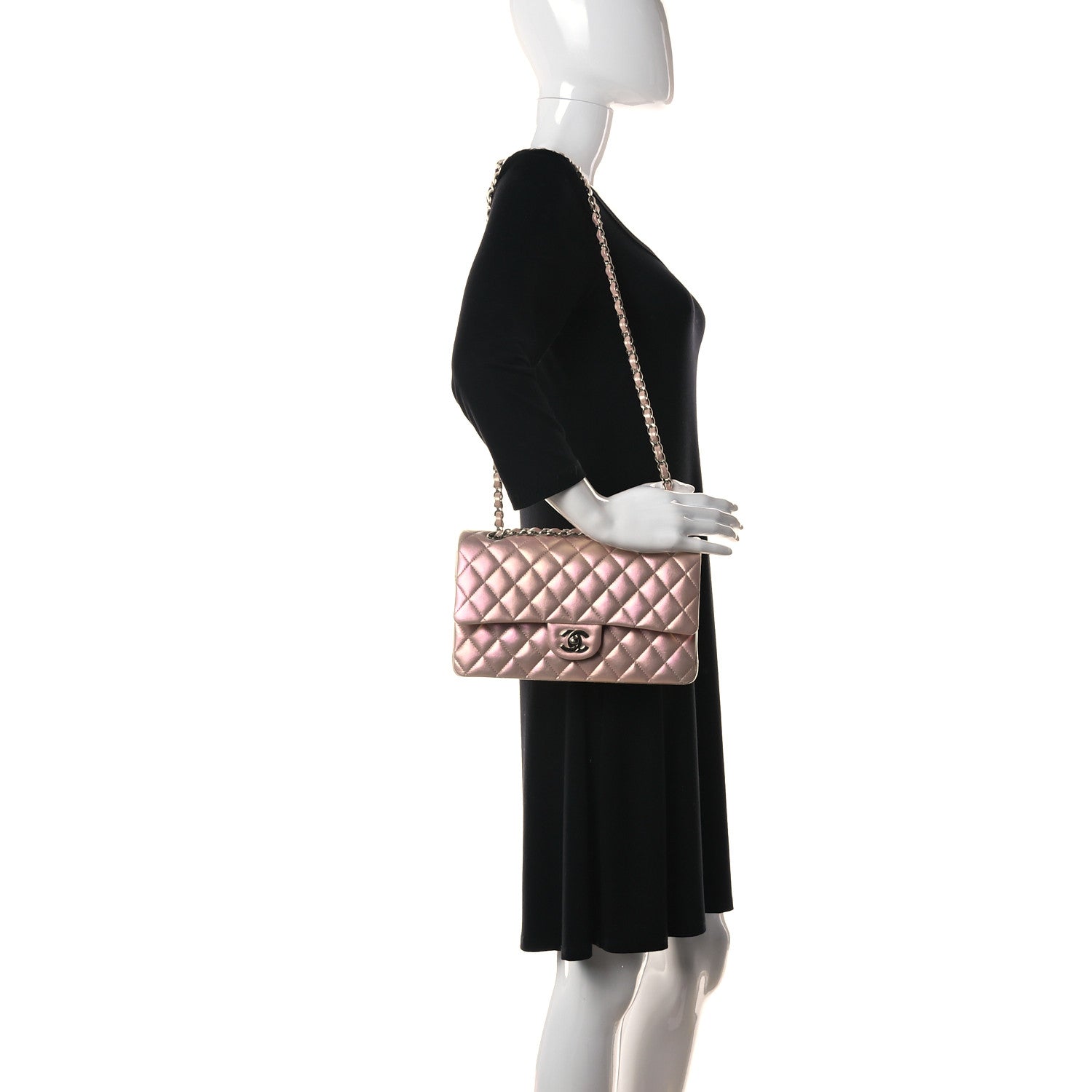 Chanel Iridescent Calfskin Quilted Medium Double Flap Pink 2 of 13