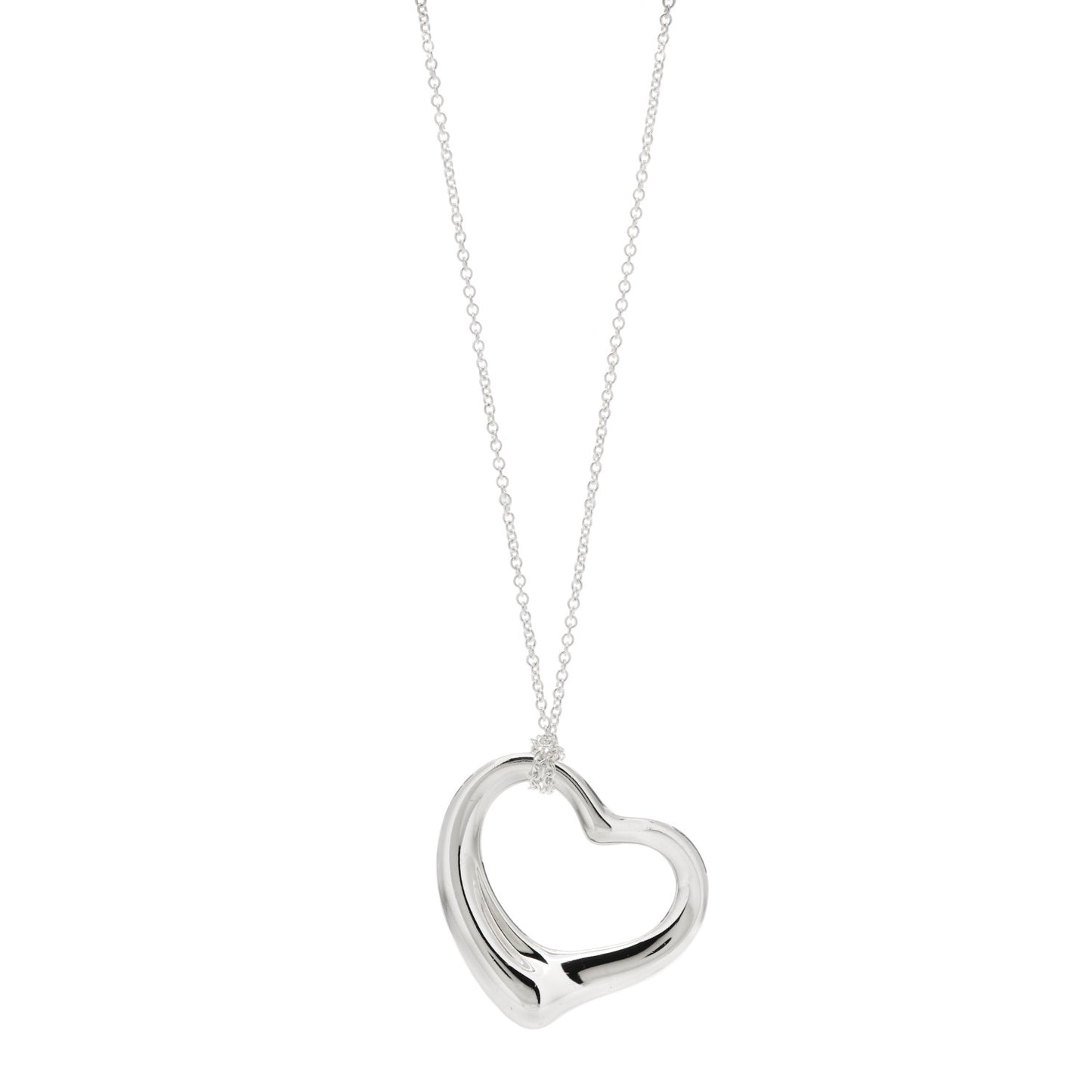 Sterling Silver 36mm Elsa Peretti Open Heart Pendant Necklace