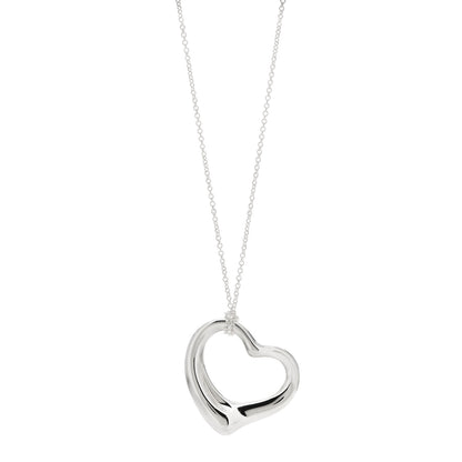 Tiffany Sterling Silver 36mm Elsa Peretti Open Heart Pendant Necklace 1 of 5