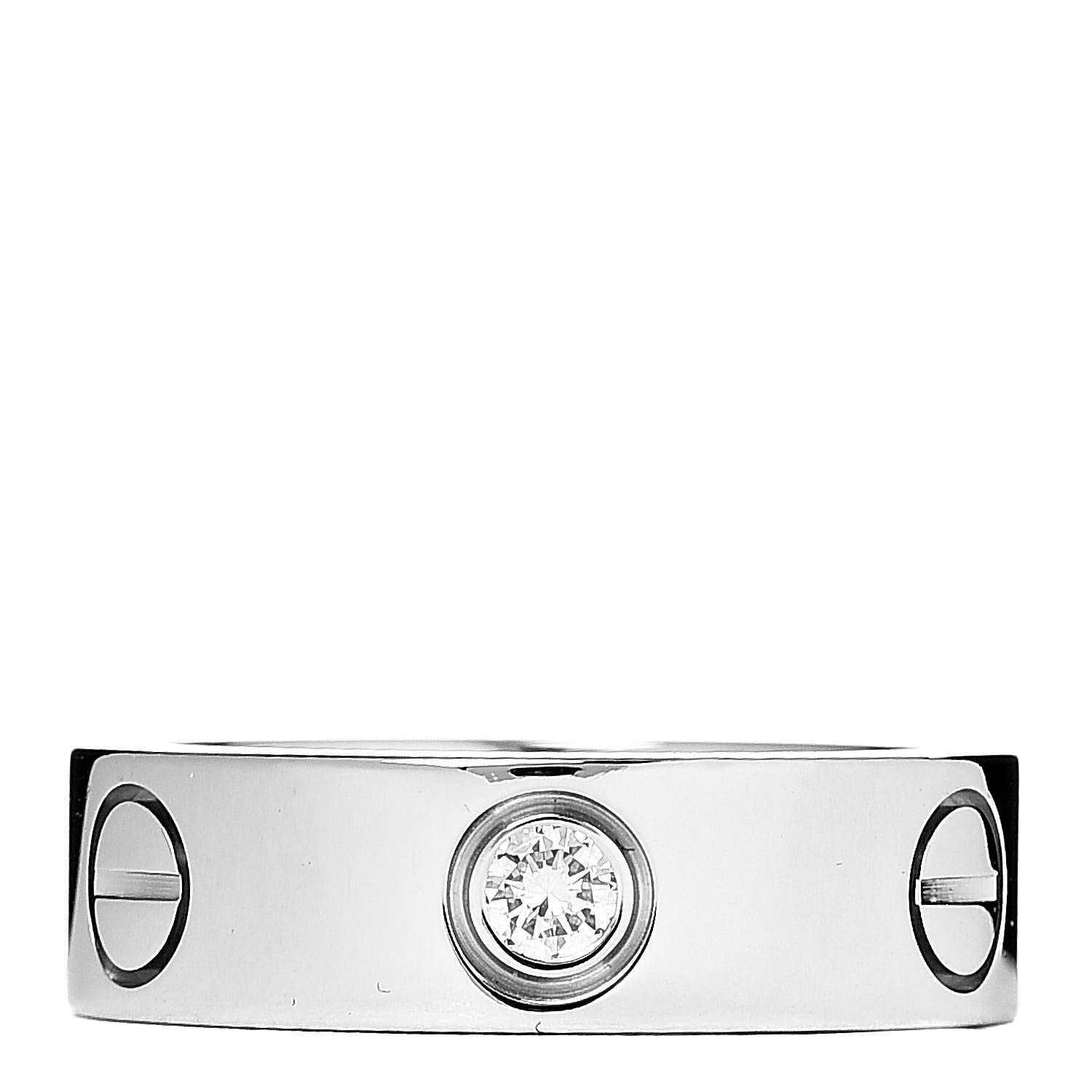 Cartier 18K White Gold 3 Diamond 5.5mm LOVE Ring 49 4.75 1 of 6