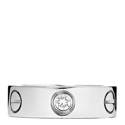 Cartier 18K White Gold 3 Diamond 5.5mm LOVE Ring 49 4.75 1 of 6