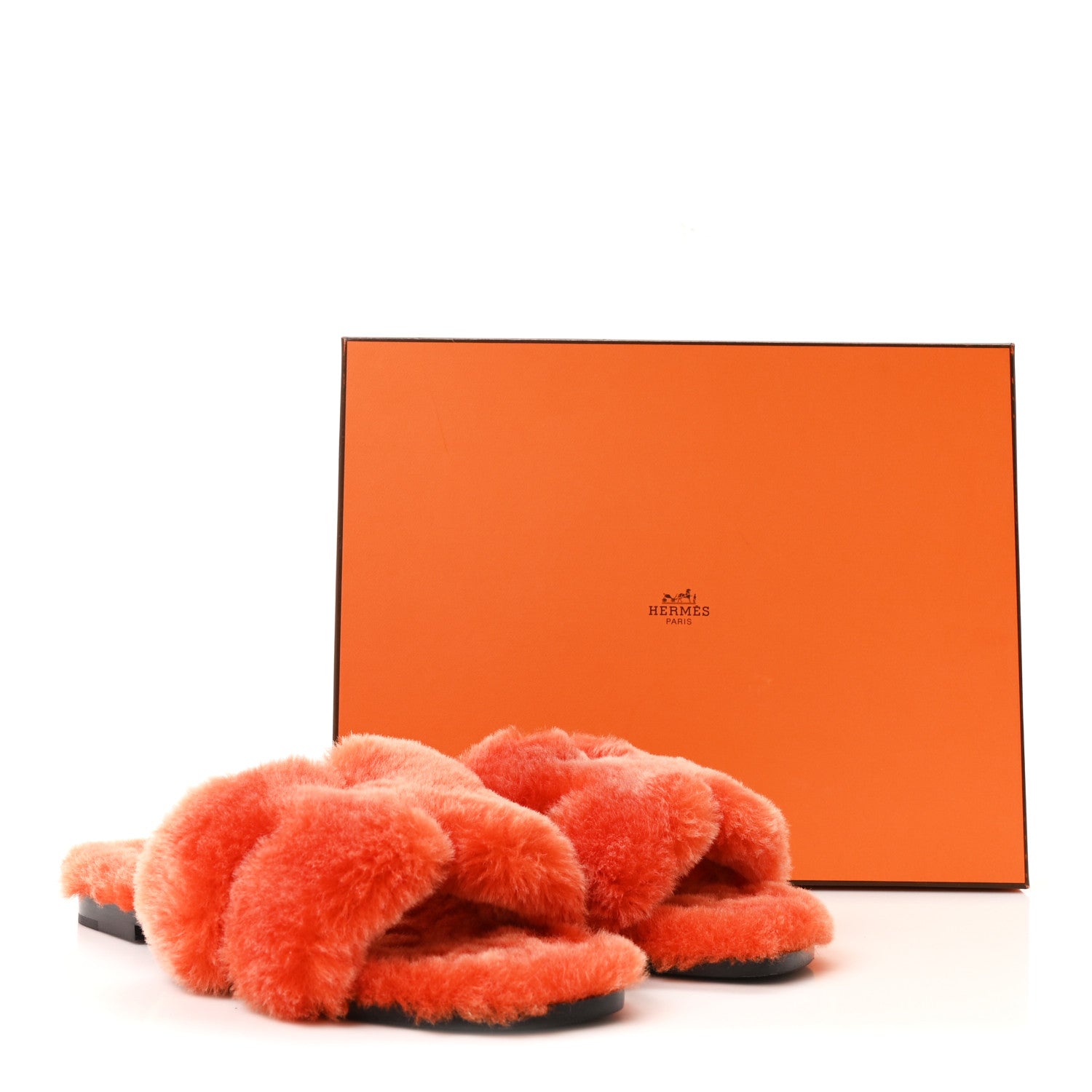 Hermes Woolskin Oran Sandals 37.5 Orange 9 of 9