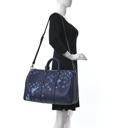 Louis Vuitton Monogram Ink Watercolor Keepall Bandouliere 40 Blue 2 of 7